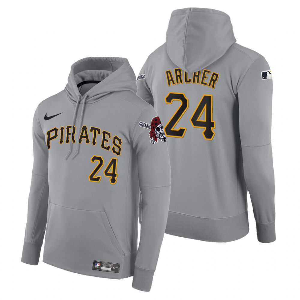 Men Pittsburgh Pirates #24 Archer gray road hoodie 2021 MLB Nike Jerseys